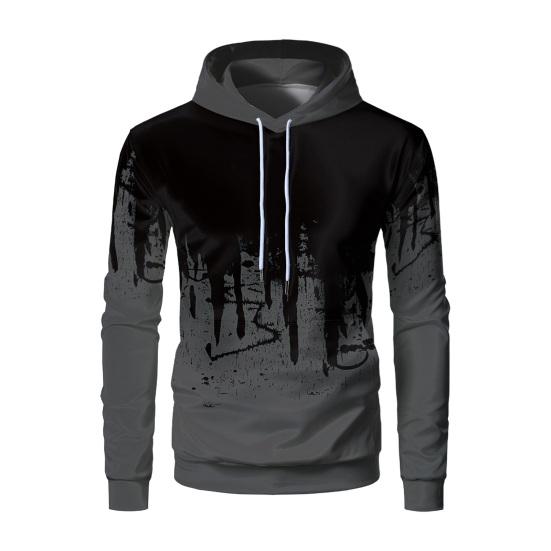 Sudadera con capucha deportiva para hombre, con estampado de colores en contraste 3D, cordón ajustable, mangas largas, puños elásticos, para exteriores, fitness, béisbol, primavera y otoño