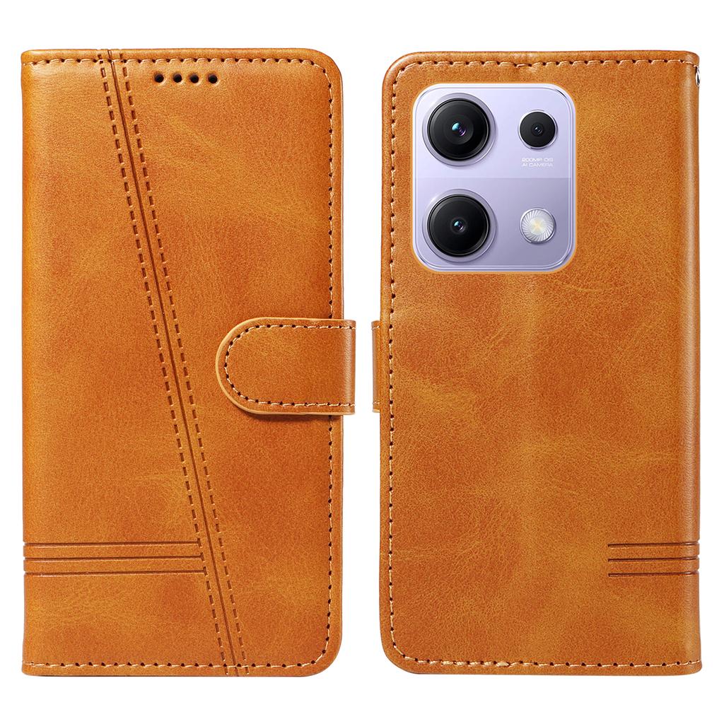 For Xiaomi Redmi Note 14S 4G/Xiaomi Poco M6 Pro 4G/Xiaomi Redmi Note 13 Pro 4G Wallet Case T-Shape Lines Leather Phone Cover Stand
