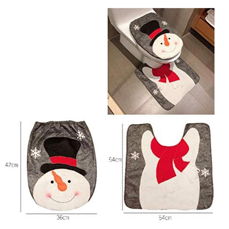 Noel Tuvalet Kapağı ve Halı Seti Noel-Dekorasyon Banyo Geyik Stili Kolay Kurulum