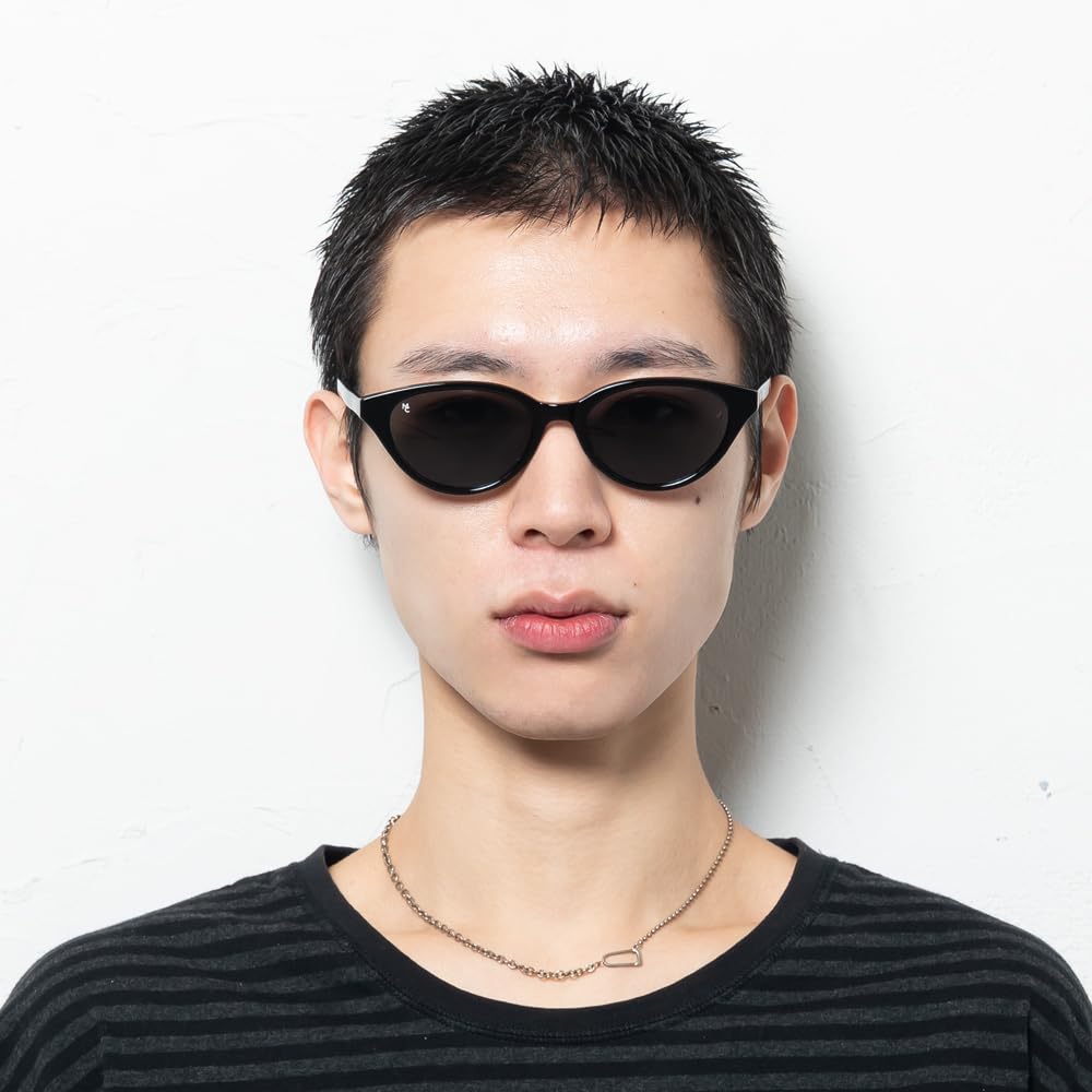 [MODERN CLASSIC] Modern Classic Mira Cat-Eye Slim Sunglasses, UV Protection, Unisex, Modakura (Black), UV400 Polarized Lenses, Sabae Design Brand