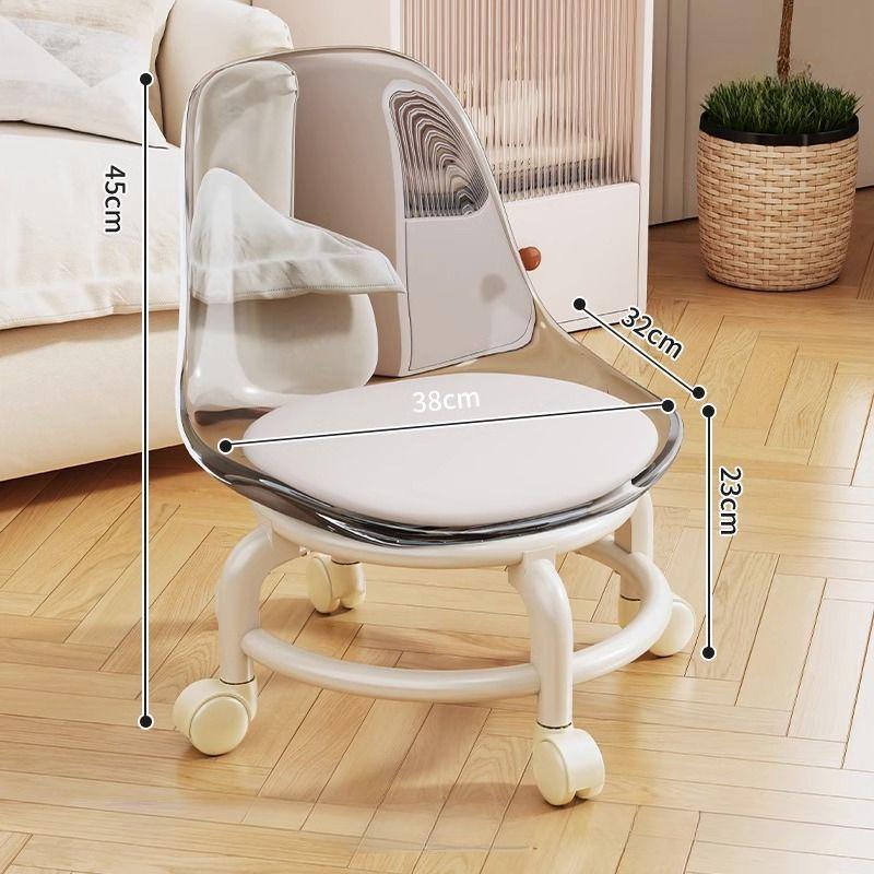 Trendiger Acrylhocker mit leisen Rollen und einstellbarer Höhe für Kinder und Erwachsene