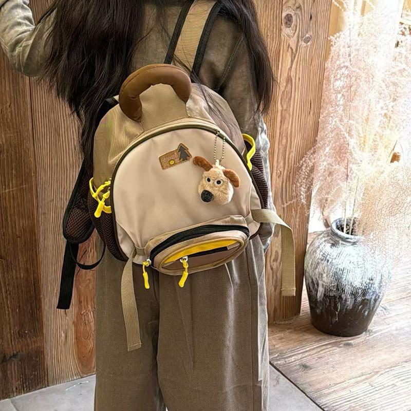 Backpack With Preschool Dog Pendant Curved Shoulder Straps For Comfortable Wear