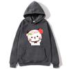 Cute Pretty BuBu Panda in Flowery Head Piece Hoodie DuDu Bear Dancing and Playing with A Guitar Sweatshirt Women Tops