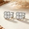 S925 Four-Leaf Clover Stud Earrings with High-Quality Diamond Inlay - Elegant and Versatile Design