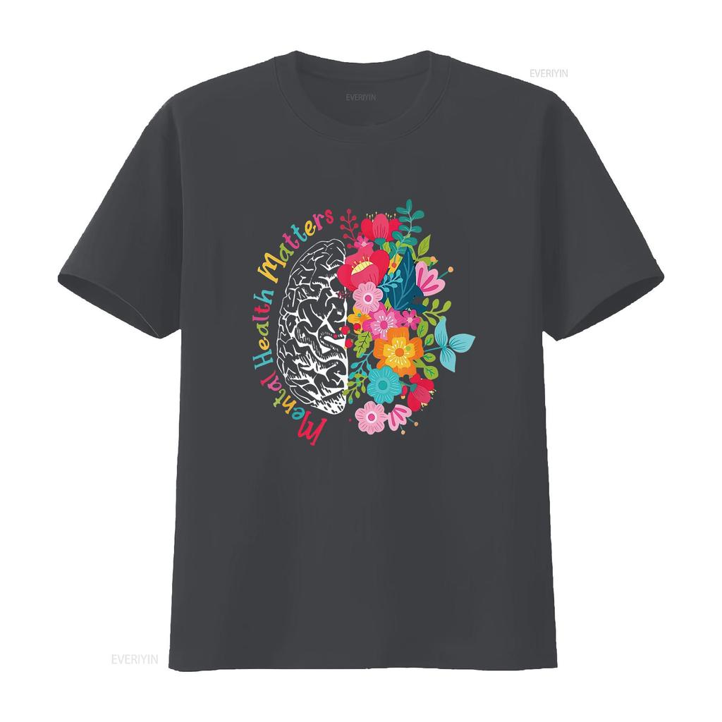 Mental Health Matters Awareness Brain Neurodiversity Emotion T Shirt vintage Washed homme Versatile Unisex fashion Comfortable