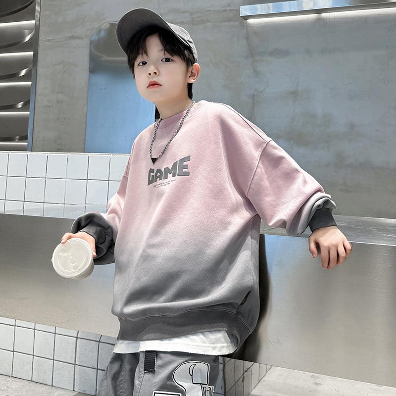 

Свитшот для мальчиков, тренд осени 2025 - стиль корейской уличной моды, длинный рукав, мода для подростков 150cm