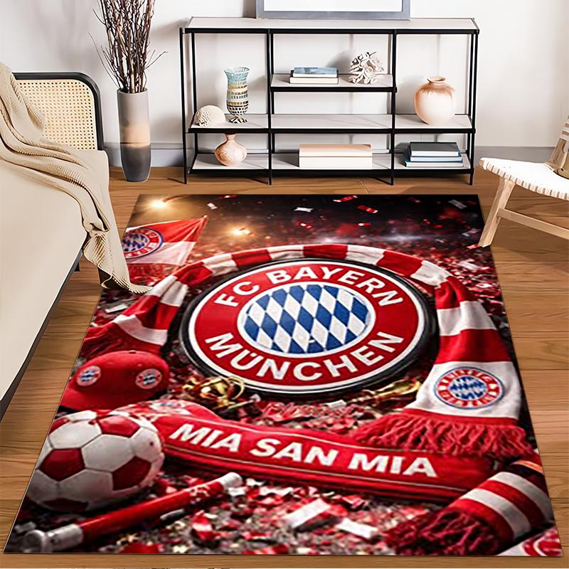 Bayern Munich Logo with Red Scarf Design Non-slip rug suitable for living room and bedroom sofas.