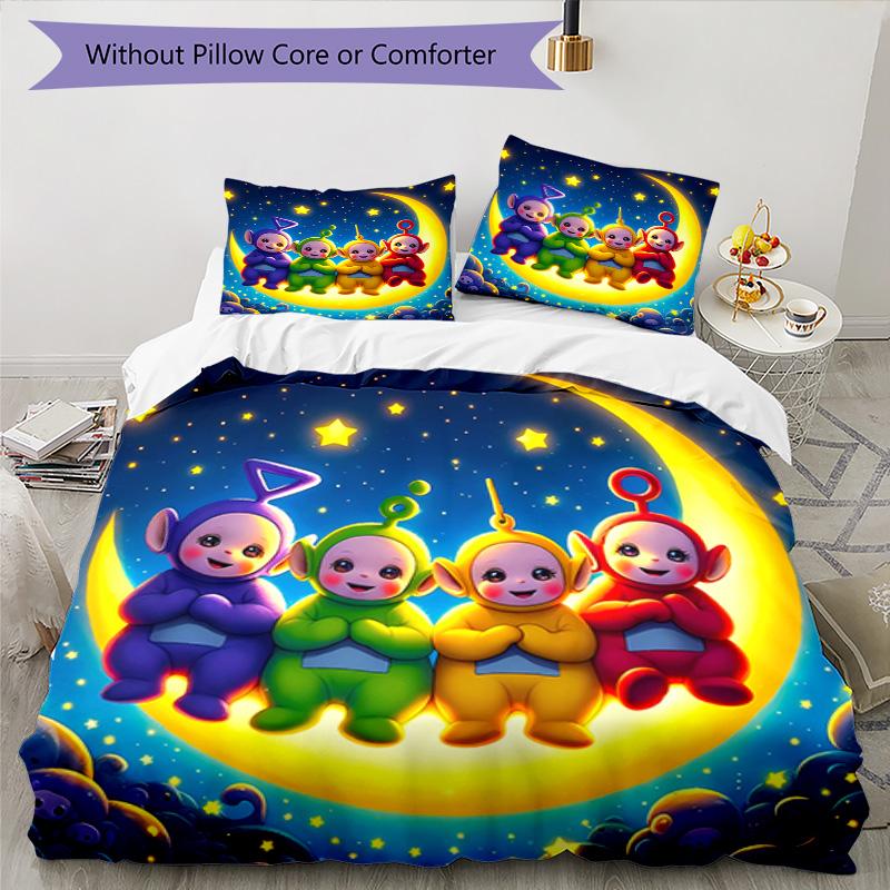 Teletubbies Moonlit Adventure 3‑Piece Bedding Set,Soft Duvet Cover with 34 Pillowcases,Multi‑Scene Home Dorm Use,Ideal Gift for Birthday & Holiday