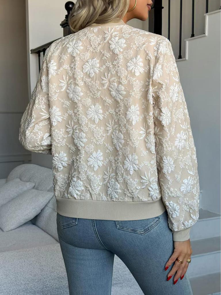 2025 Autumn/Winter European-American Jacquard Zipper Jacket: Loose, Slimming, Casual Top Coat