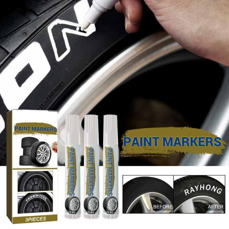3 Piezas Marcador de Pintura Impermeable Blanco Bolígrafos de Pintura Blancos Bolígrafo de Pintura Para Neumáticos de Coche