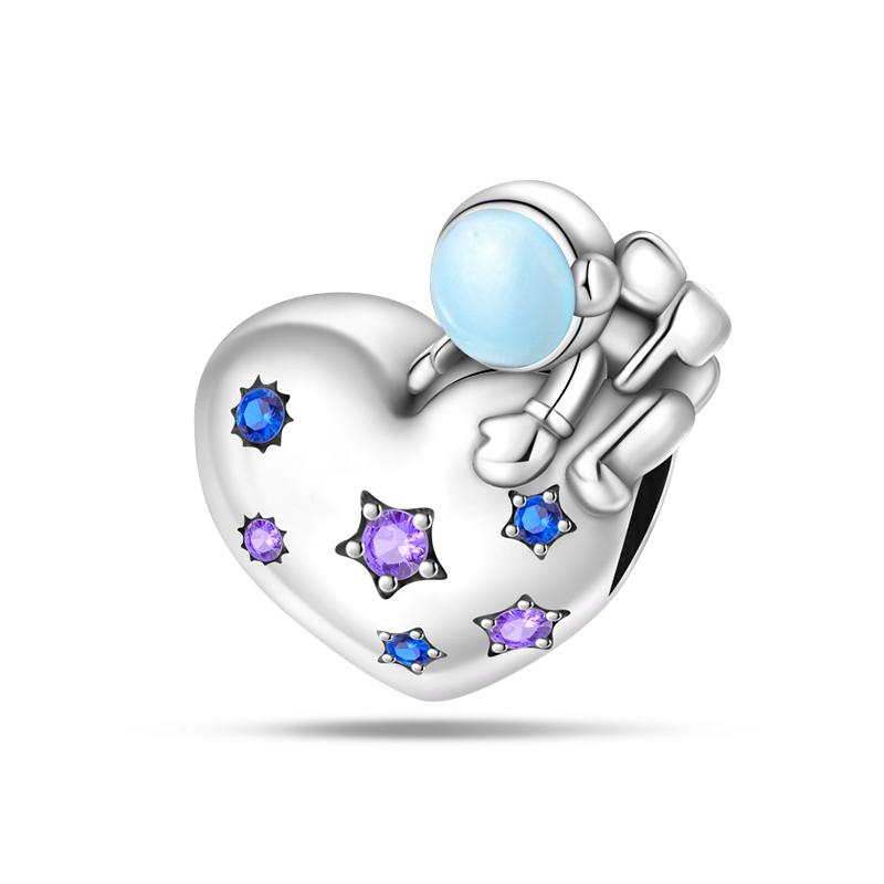 New S925 Silver Color Astronaut Spaceship Space Series Charms Beads Fit  S925 Original Bracelets DIY Anniversary Jewelry