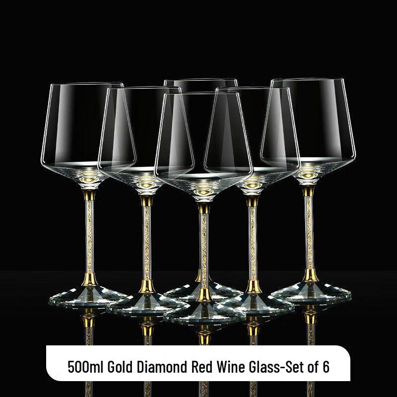Gold-Painted Red Wine Decanter & Glass Set