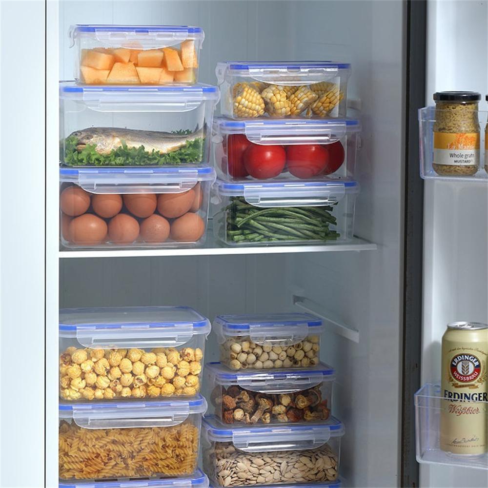 1/4pcs Sealed Storage Box with Lid Rctangular Kitchen Refrigerator Plastic Crisper Microwave-heated Lunch Box Food Storage Box