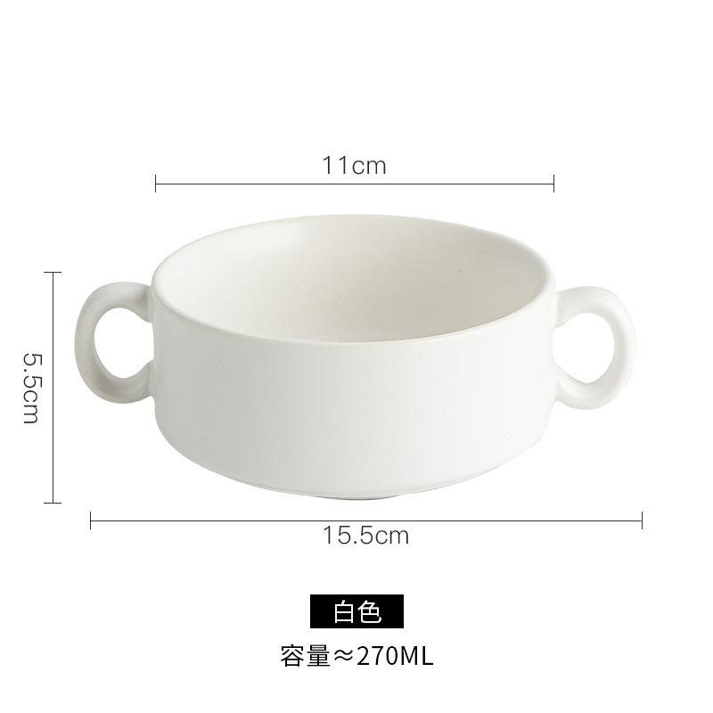 Ceramic Western Soup Cup Binaural Baking Small Bowl Dessert Bowl Bird'S Nest Bowl Tremella Steamed Egg Water-Proof Gift