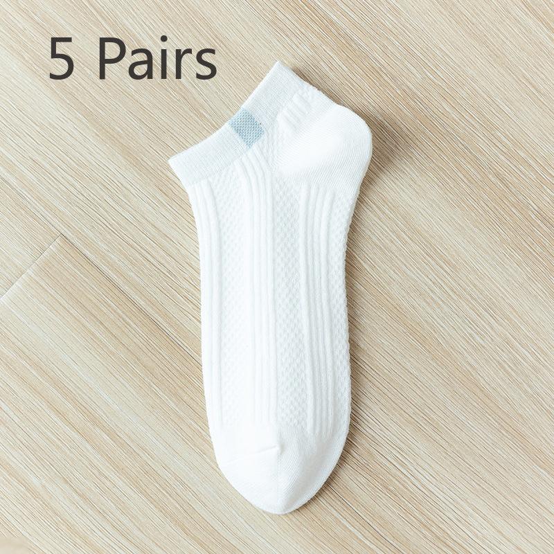 5 Pairs of Women s Summer Thin Pure Cotton Mesh Breathable Sweat Absorbing Shallow Mouth Boat Socks 5 Pairs белый