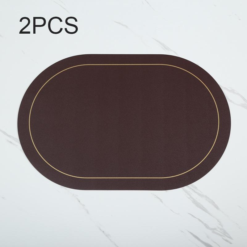 2PCS 45x30cm Leather Tableware Mat European Round Corner Decorative Pad Waterproof Oil Resistant Bowl Cup Table Mat Insulation