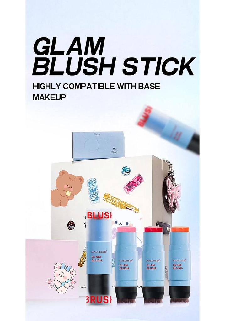 MAYCHEER Dual-Ended Blush Stick: High-Pigment, Multi-Color, Long-Lasting, Moisturizing.