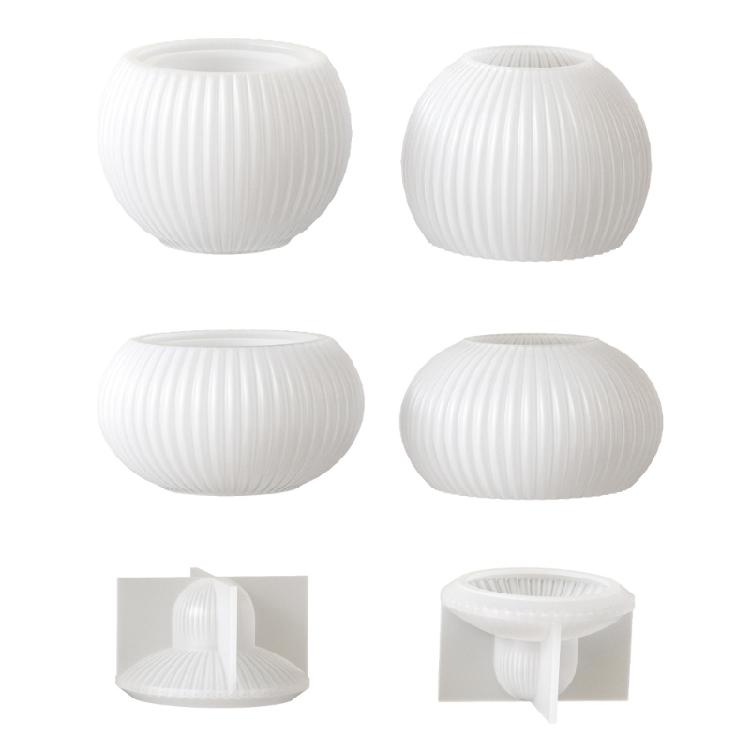 Silicone Storage Case Molds Striped Pattern Candle Holders Moulds Storage Containers Mold with Lid for Creative Minds