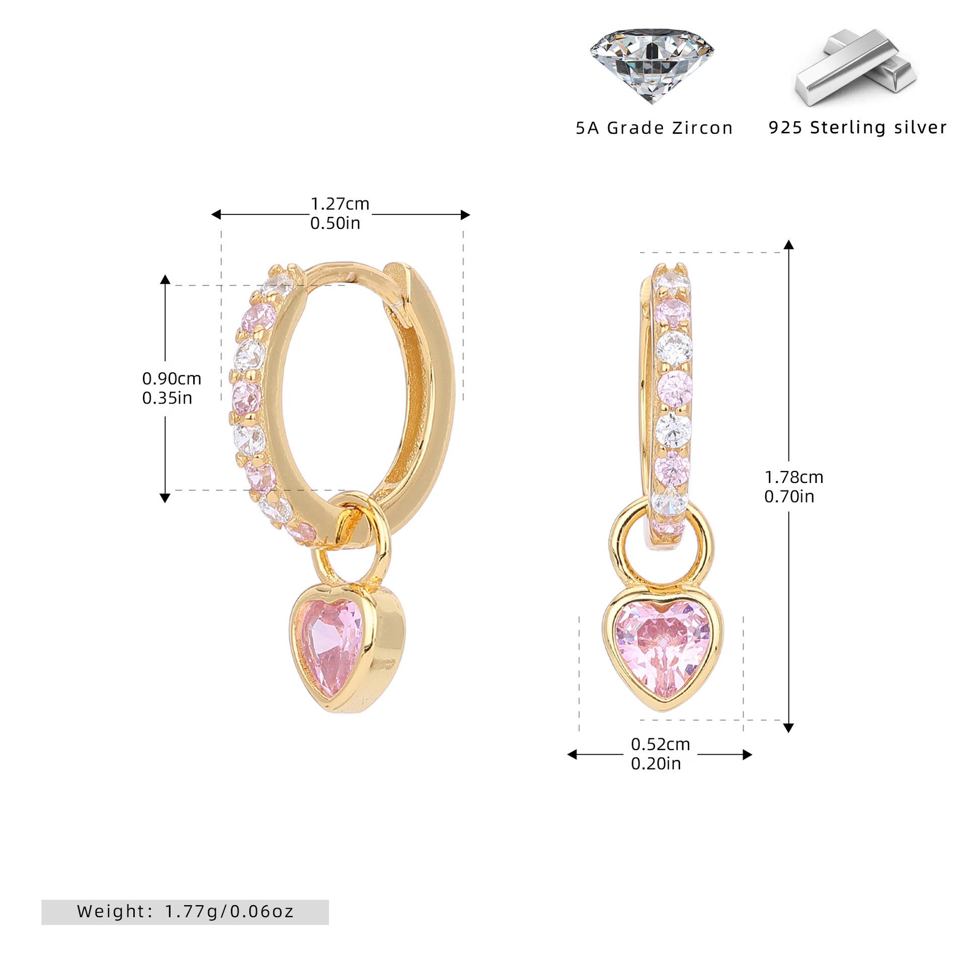 

Серьги-сердечки из стерлингового серебра 925 пробы с цирконами – Элегантный дизайн премиум-класса 925 Sterling Silver