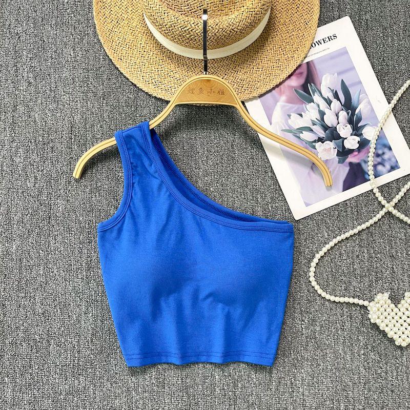 Summer Vest for Women Outwear 2024 New Arrival Sexy Short Sleeveless with Chest Pad Tops Sexy Scheming off-the-Shoulder Sling