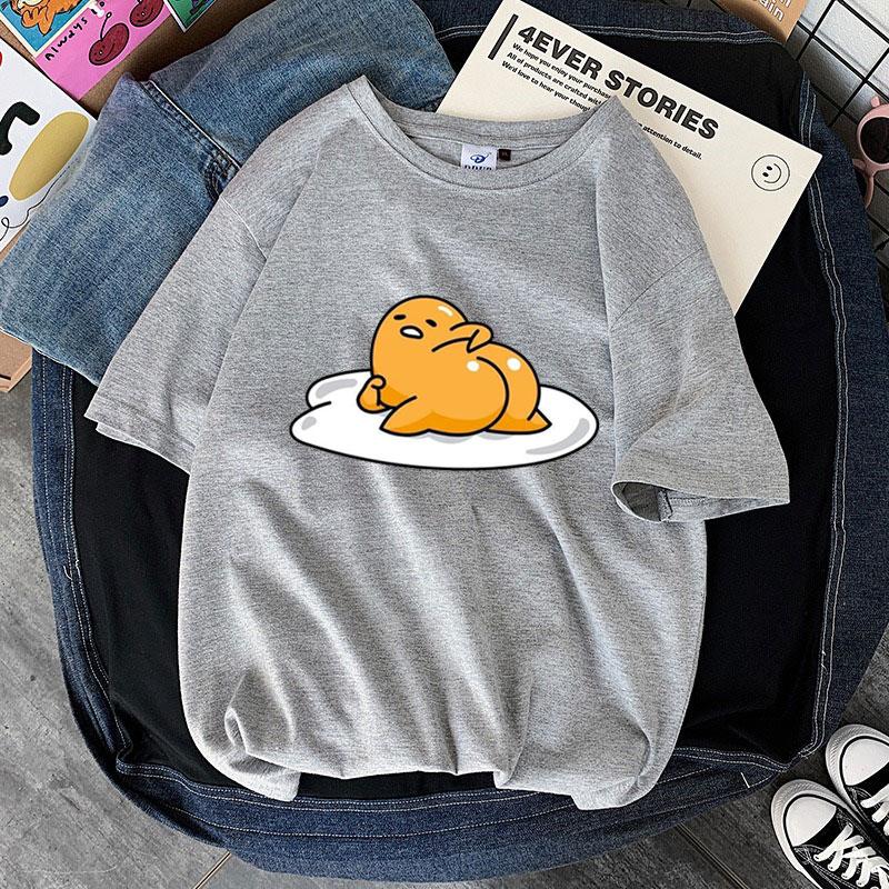 Harajuku Faules Ei Druck Damen T-Shirt Gudetama T-Shirts Kurzarmshirt Kawaii T-Shirts Gothic Weibliche Ästhetik T-Shirt Oberteile