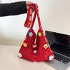 Bohemian Vintage Hollow Floral Contrast Casual Messenger Bag - Assorted Color Fabric with Buttons, Washable By Hand, Open Design, Ideal for Women