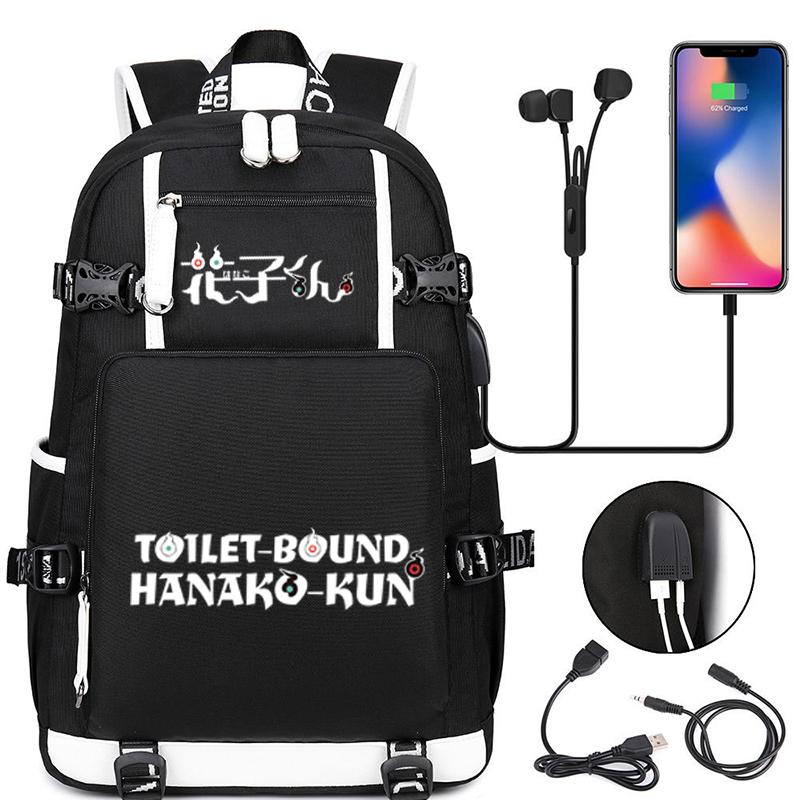 Anime Toilettengebundener Hanako-Kun-Muster-Rucksack, Büchertasche, hohe Kapazität, Reisetasche, Umhängetasche für Studenten, Mädchen und Jungen