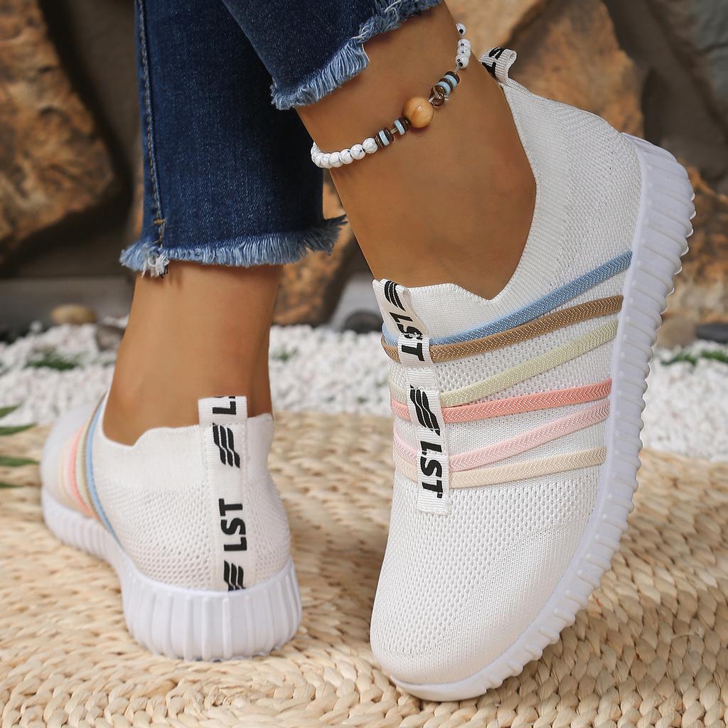 Spring Women's Shoes Sports Casual Shoes Breathable Socks Shoes Low-top Mesh Running Shoes