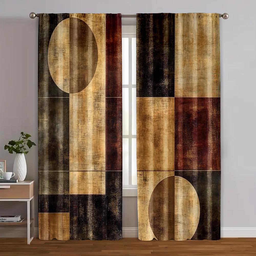 

2pcs Popular Curtains 2D print Contemporary Abstract Black and White Versatile Polyester Fabric (without rod) Stuff Clearance 100*130 Grommet Top 1pcs