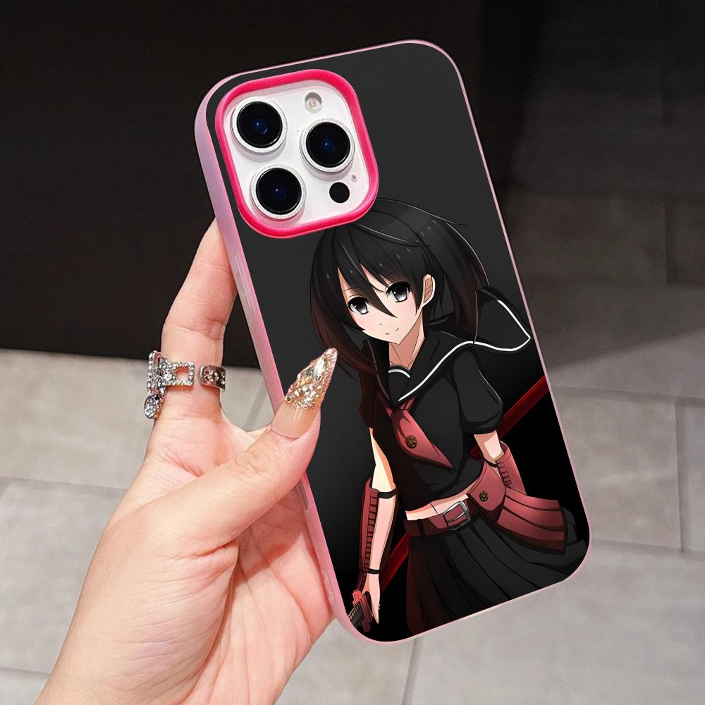 Akame Kurome Jelly Double layer Rose Red Mobile Phone Case for iPhone 17 16 15 14 13 12 11 Air Pro Max Plus Protective