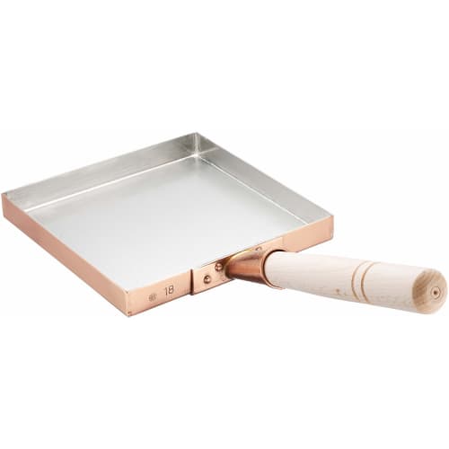 Endo Shoji TKG Omelet Frying Pan, 18cm, for Thinly Cooked Eggs. Excellent copper heat conduction ensures evenly cooked eggs for deliciously fluffy, fl
