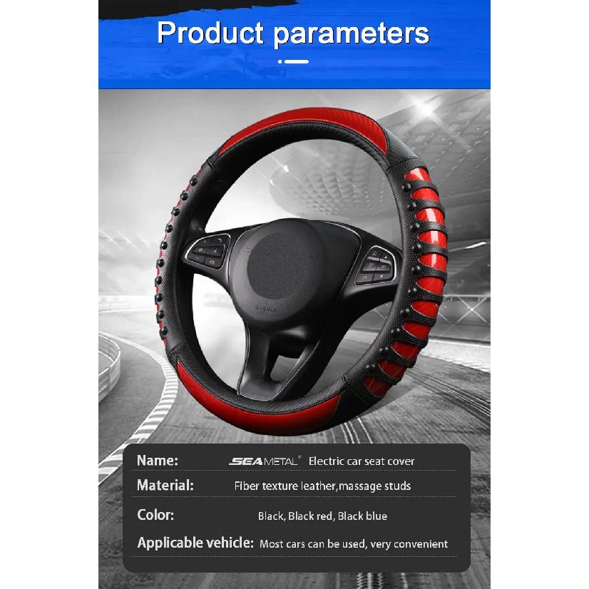SEAMETAL Sport Steering Wheel Cover 38CM Anti Skid Steer Protector Universal Steer Wheel Cover with Massage Texture Sweatproof