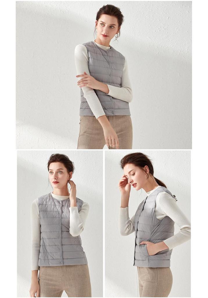 Women's 2025 Lightweight Collarless Down Vest - Short, Versatile, Fashionable Korean Style.
