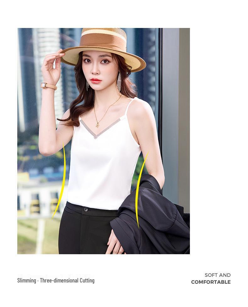 2026 Spring Elastic Faux Silk Open Back Camisole Vest for Women