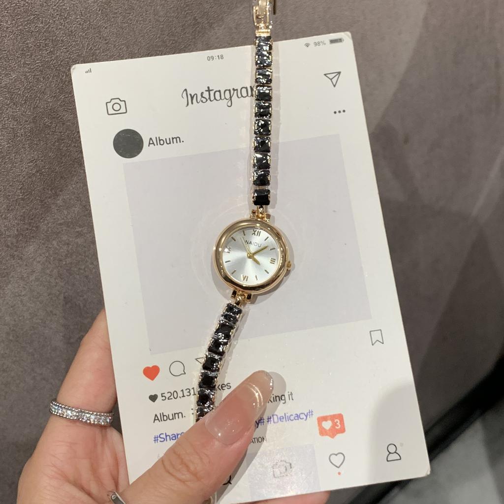 Rhinestone Bracelet Watch Round Women'S Chain List Versatile Small Fresh Women'S Watch Fashion Trend Gold Watch Medieval