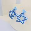 European Minimalist Star Earrings with Heart Decoration Hollow Five-Pointed Star Design,Suitable for Daily and Party Accessorie