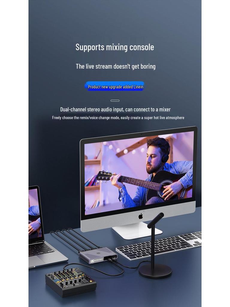 Dual Input 4K Capture Card for DSLR & Phone - Dual Angle HD Streaming & Recording Box