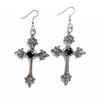 Popular Oversized Rhinestone Cross Earrings - Silver Tone Gothic Punk Fashion