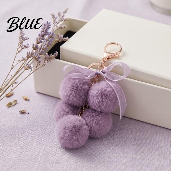 Plush Grape Decorative Pendant Keychain for Handbags, Fuzzy Cluster Bag Charm with Lightweight Bow, Fluffy Ball Keyring Backpacks and Purses