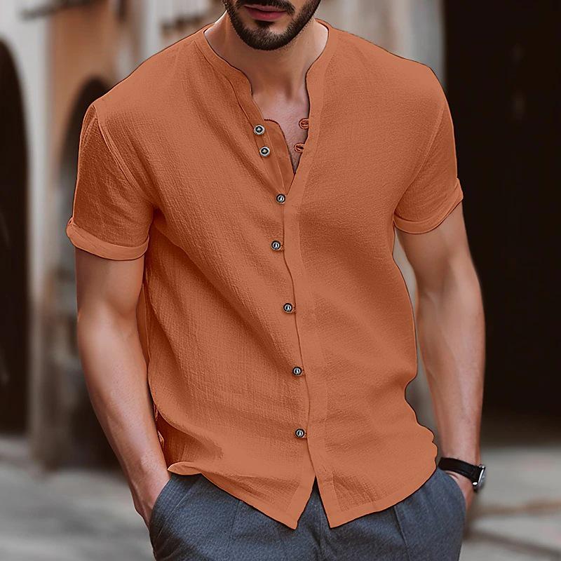 Hawaiian Retro Men's Cotton-Linen Short Sleeve Shirt