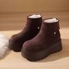 Thick-soled Heightening Snow Boots Women's 2025 New Winter Plush Warm Fluffy Short Boots Fashionable Ugly and Cute Big-headed Cotton Shoes