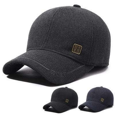 Men'S Middle-Aged And Elderly Baseball Cap Warm Plush Woolen Cap Outdoor Casual Versatile Ear Protection Cotton Hat