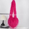 New Fringed Heart-shaped Fluff Bag Spice Girl Wind Heart-shaped Turkey Feather Messenger Bag Large-capacity Plush Shoulder Bag