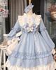 Happy Berry Cute Lolita Long with Bear Perfect for and Events Dress, Sleeves, Ribbon, Christmas, Halloween, (Light Blue)