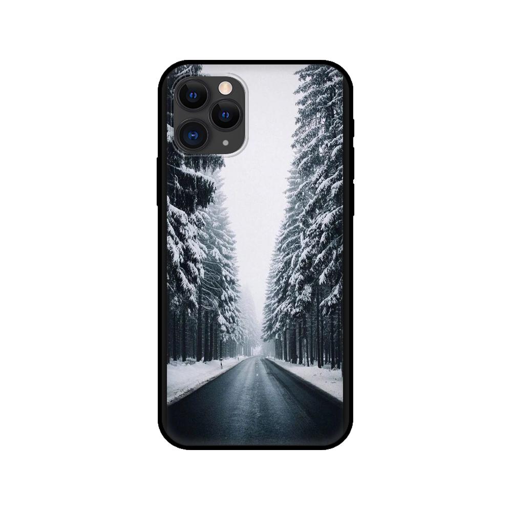 Black tpu case for iphone 5 5s se 2020 6 6s 7 8 plus x 10 XR XS 11 12 mini pro MAX back cover Landscape Winter Light Snow