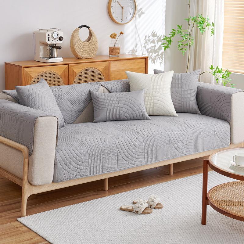 Nordic Simple Solid Color Sofa Cushion Four Seasons Pure Cotton Fabric Non-slip Cotton Seat Cushion Universal Modern Sofa Cover Cover