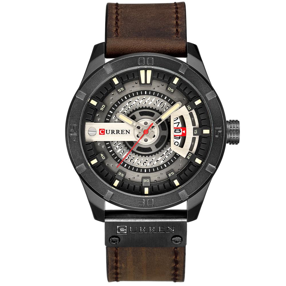 CURREN Men Military Sports Watches Men's Quartz Date Clock Man Casual Leather Wristwatches  Relogio Masculino