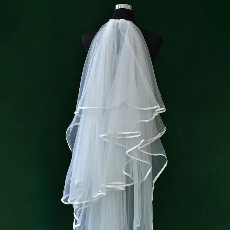 Tiered Wedding Veils Shoulder Back Coverage Breathable Tulle Bridal Veils Headpiece WithInvisible Hair Pin for Wedding