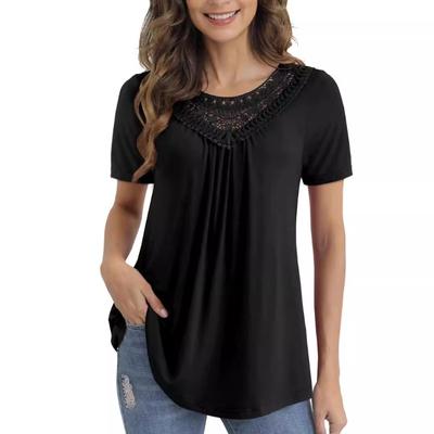 Women's Plus Size Summer Tops Short Sleeve Lace Ruffle Blouse Tunic Top M-4XL Women T-shirt Casual T-shirt