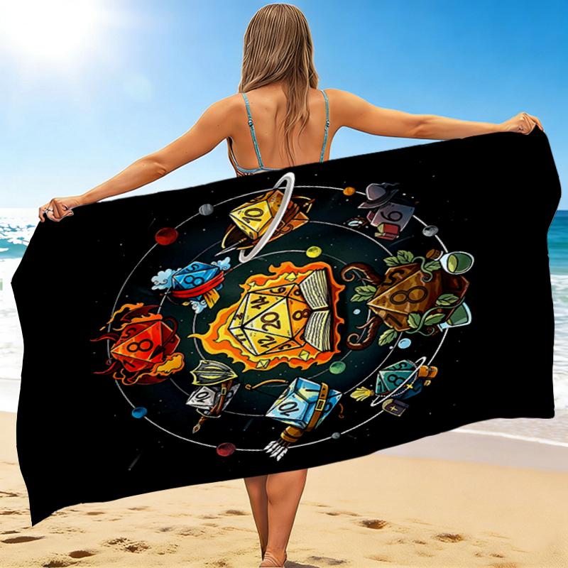 1Pc Dungeons Dragons Fantasy Beach Towel, Quick Dry, Multi-Use for Beach Pool Gym Yoga Home Travel, Christmas, Halloween, Xmas Gift M928487